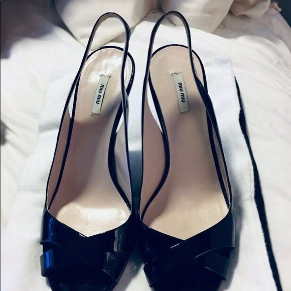 MIU MIU PRADA BLACK STRAPPY SLINGBACKS PUMPS 5.5 - Picture 10 of 11